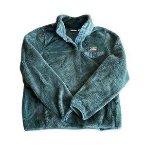 L.L. Bean Teal Green Hi Pile Fleece Pullover, woman’s Small